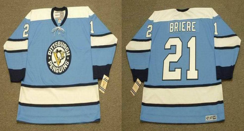 2019 Men Pittsburgh Penguins #21 Briere Light Blue CCM NHL jerseys